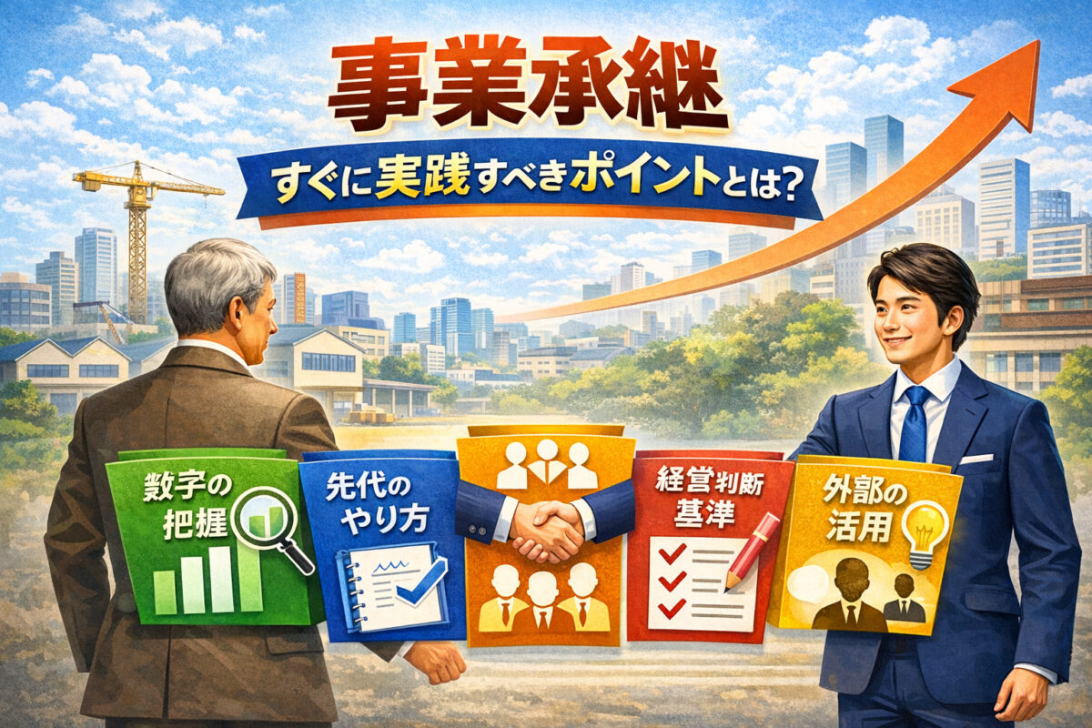 【事業承継】2代目、3代目社長がすぐに実践すべきポイントとは？―工事業経営者向けに徹底解説―