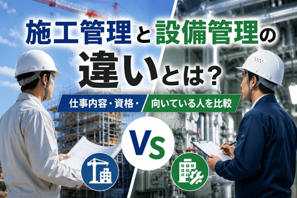 施工管理と設備管理の違いとは?仕事内容・資格・向いている人を比較