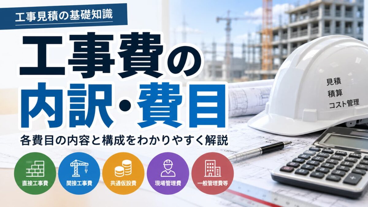 工事費の内訳とは？直接工事費・間接工事費・諸経費など費目の構成を解説