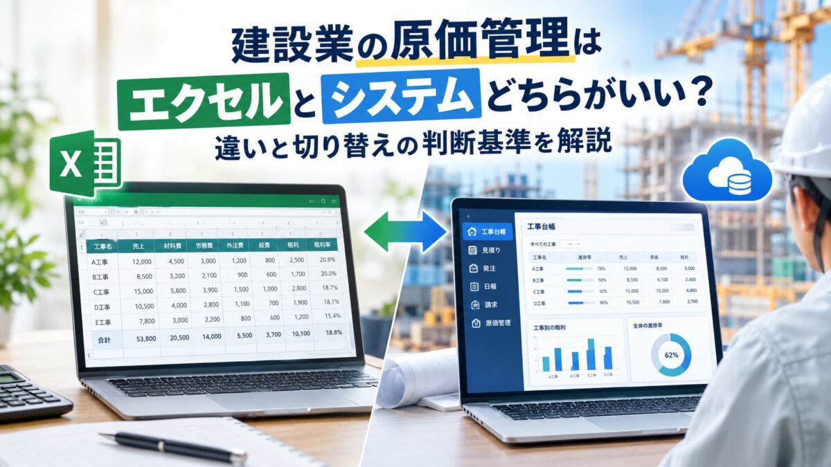 建設業の原価管理はエクセルとシステムどちらがいい？違いと切り替えの判断基準を解説