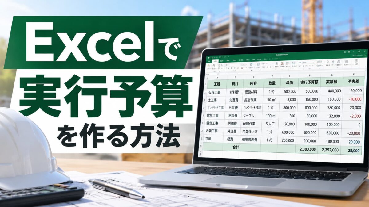 実行予算をExcelで作る方法|必要な項目・計算式・管理方法を解説
